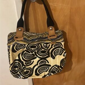 Fossil canvas and leather swirl design